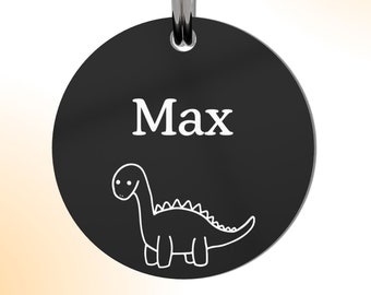 Chippit Stainless Steel Custom Pet ID Tag with QR Code Online Profile Pet Tag Custom Pet Tag Made in the US for Dogs - Brachiosaurus