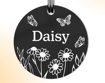 Chippit Stainless Steel Custom Pet ID Tag with QR Code Online Profile Pet Tag Custom Pet Tag Made in the US for Dogs - Daisy