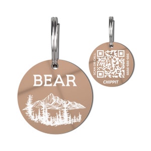 Stainless Steel Personalized Pet ID Tag with QR Code Online Profile Cute Mountains Pet Tag Custom Pet Tag Made in the US for Dogs Rose gold