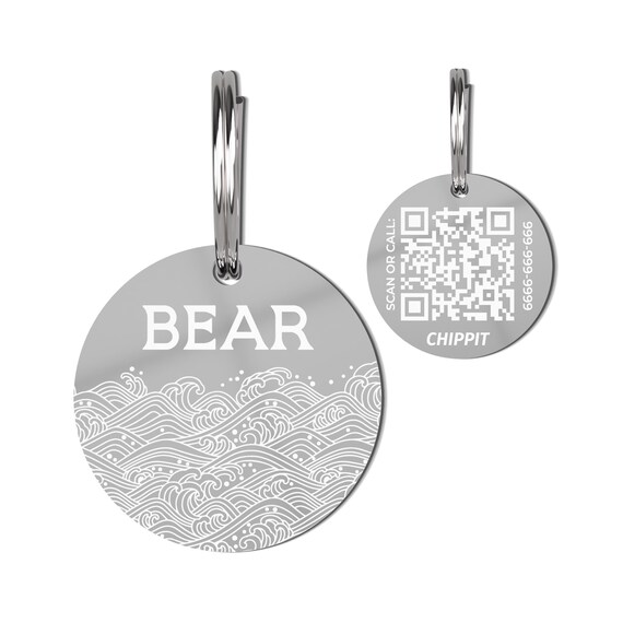Stainless Steel Personalized Pet ID Tag With QR Code Linking Etsy