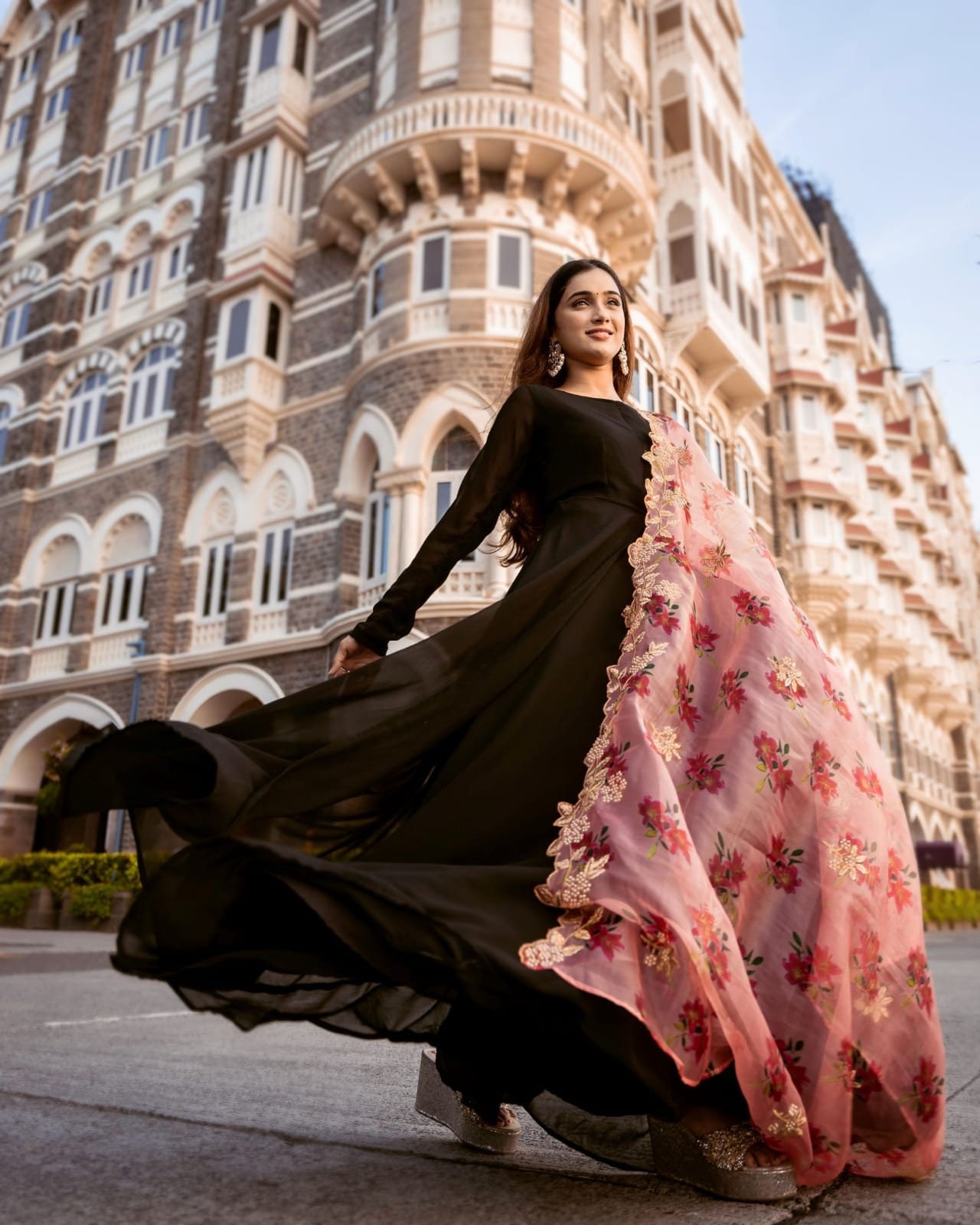 Buy Black Anarkali Dress for Women, Floral Dupatta Anarkali Suit Black  Salwar Kameez, Full Flared Anarkali Gown, Indian Wedding Dress Kurti Gown  Online in India - Etsy