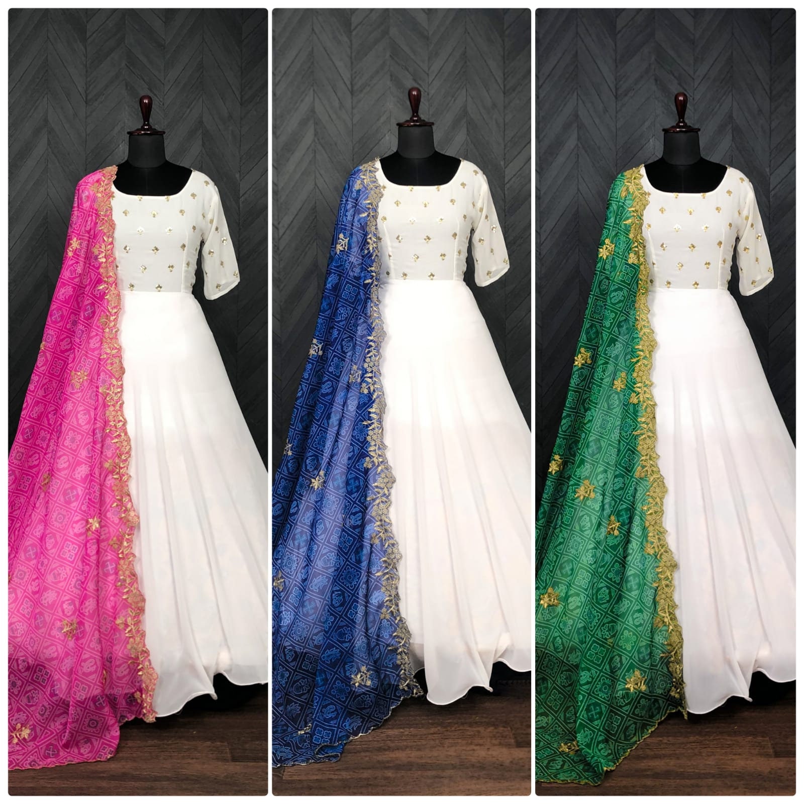 Embroidered Ladies Party Wear Net Gown With Dupatta at Rs 2022 in Mohali