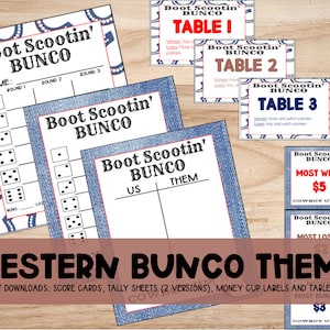 Printable Western Bunco Party Set: Score Card, Tally Sheet (PDF)