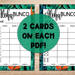 Printable Aloha Theme Bunco Set: Score Card, Tally Sheet (2 Versions ...