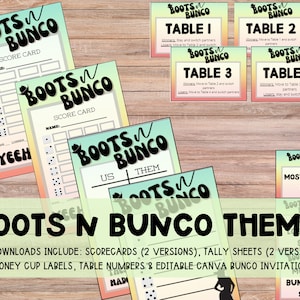 Boots n Bunco Party Printables: Score Cards, Tally Sheets & Editable Invitation (PDF)