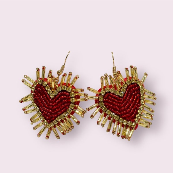 Mexican Earrings/ Heart Handmade Earrings/ Corazón Sagrado Earring/ Earrings