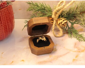 Valentine's Day Personalized Wood Ring Box, Engraved Engagement Ring Box, Custom Jewelry Box, Ring Bearer Box, Jewelry Box, Promise Ring Box