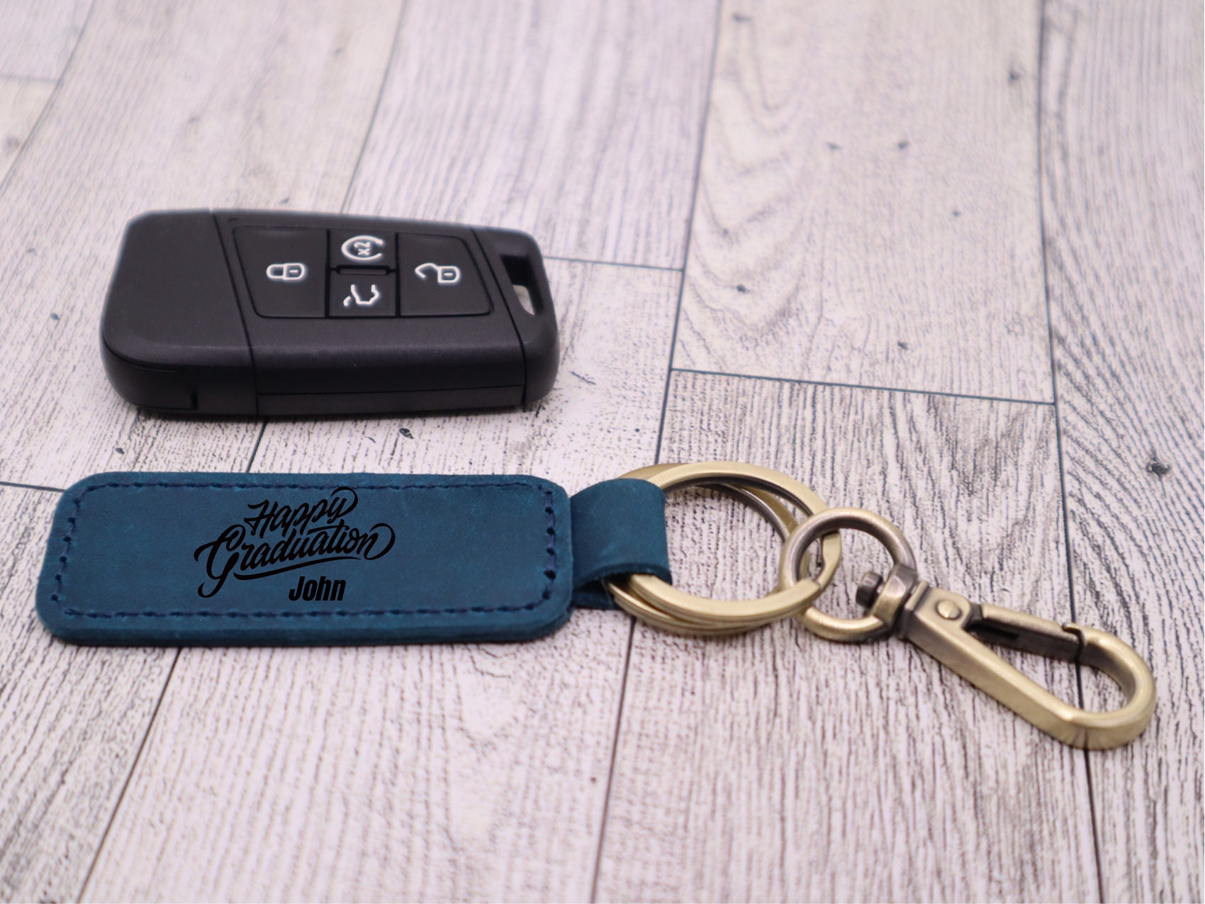 Personalized Graduation Gift Leather Keychain for Him, Custom Engraved ...