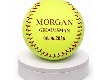 Official Size 12” Personalized Softball | Custom Engraved Softball Gift | Team, Varsity, Player, Coach, Senior Night, Groomsman, Wedding