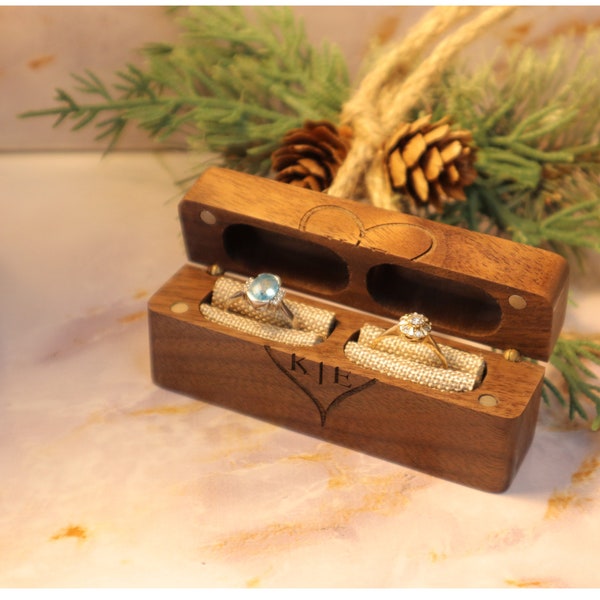 Unique Valentine's Day Engagement Proposal Gift for Her, Engraved Wooden Ring Box, Personalized Wood Ring Box, Ring Bearer Box, Promise Ring