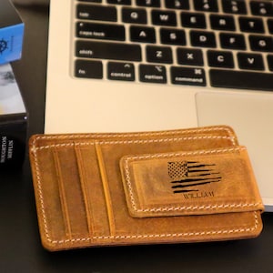 Clip de dinero magnético del regalo del día del padre con la marina marina de la bandera americana, cartera delgada de los hombres de la bandera de los E.E.U.U., clip de dinero magnético patriótico personalizado