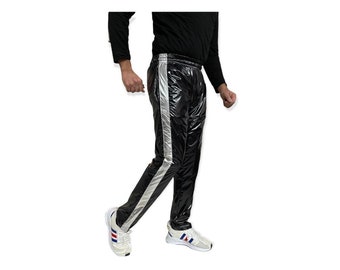 Pantalon de jogging de sport en nylon PU en nylon PU brillant