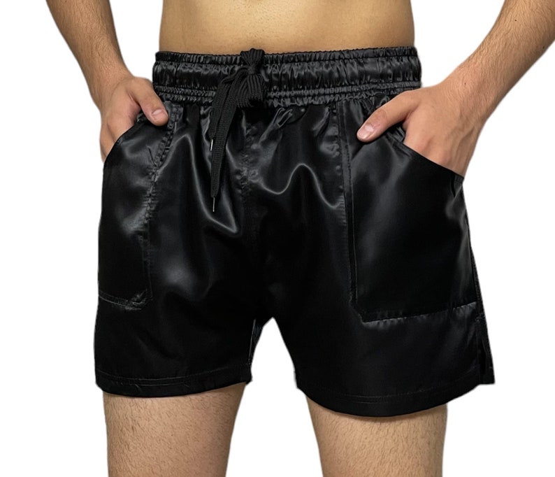 Sport Sprintershorts Retro Shorts Glanzsatin zdjęcie 5