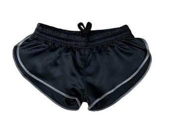 Short de sprint de sport en nylon, short rétro coupe haute