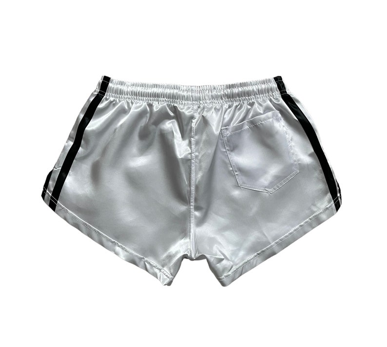 Sports sprinter shorts retro shorts shiny satin with pocket image 3