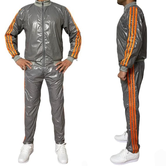 Chandal deportivo de nailon PU fabricado en nailon PU gris brillante Etsy Mexico