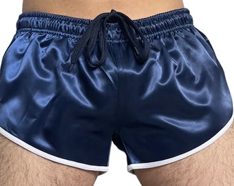 Short de sprint de sport en nylon, short rétro coupe haute