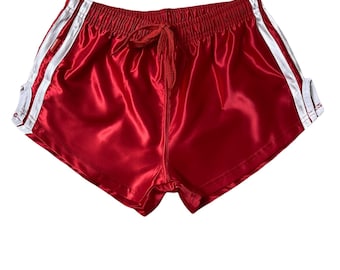 Sport sprintershort retro short glanzend satijn met zak