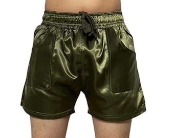 Short sprinter de sport short rétro satin brillant