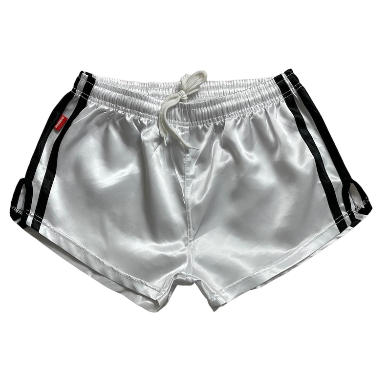 Sports sprinter shorts retro shorts shiny satin with pocket image 1