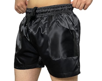 Short sprinter de sport short rétro satin brillant