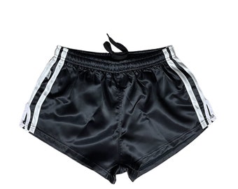 Sports sprinter shorts retro shorts shiny satin with pocket