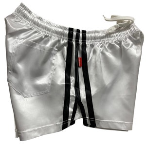 Sports sprinter shorts retro shorts shiny satin with pocket image 2