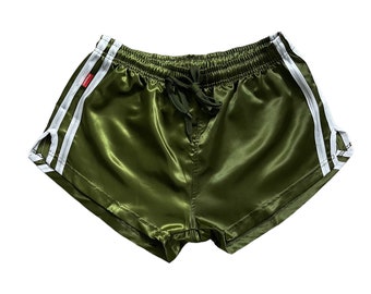 Sports sprinter shorts retro shorts shiny satin with pocket