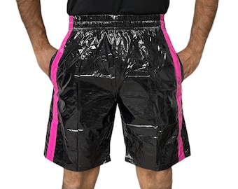 Demi-pantalon de sport en nylon PU en nylon PU brillant S ~ 4XL
