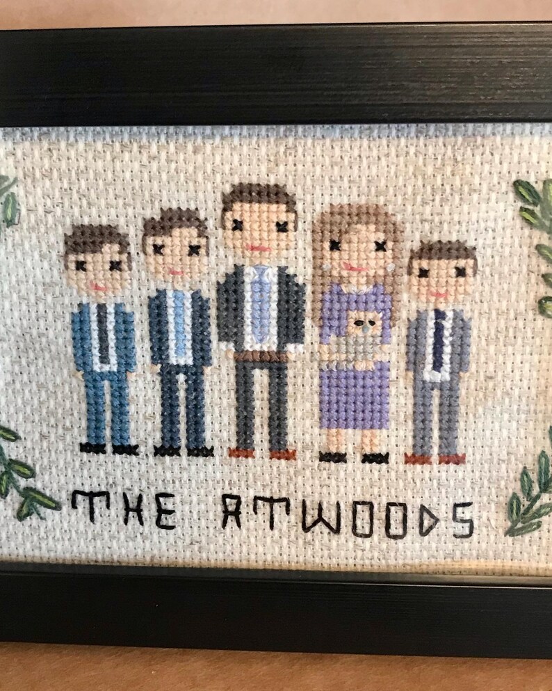 Embroidered Family Portrait Cross Stitch Family, Custom Cross Stitch