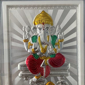 Beautiful Lord Ganesh Frame Silver - Medium/Large Size (8 inches)| Pooja Item | Return Gift Item | Festival return gift | Haldi return gift