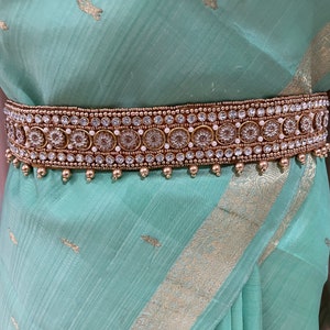 Adjustable Silver Mirror Saree Belt for Women, All Sizes Available