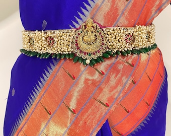 SAREE BELT- Adult Size Lehanga Belt- Kamarbandh- Vadannam- Hip Belt -Waist Belt - Maggam Work - Indian Ethnic - Wedding Saree -GOLD/Pink