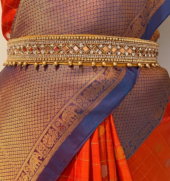 SAREE BELT Adults Maggam Work/waist Belt/ Hip Belts/maggam Work Belt/embroidered  Hip Belt/ Weddings/house Warming/indian Ethnic Gold 