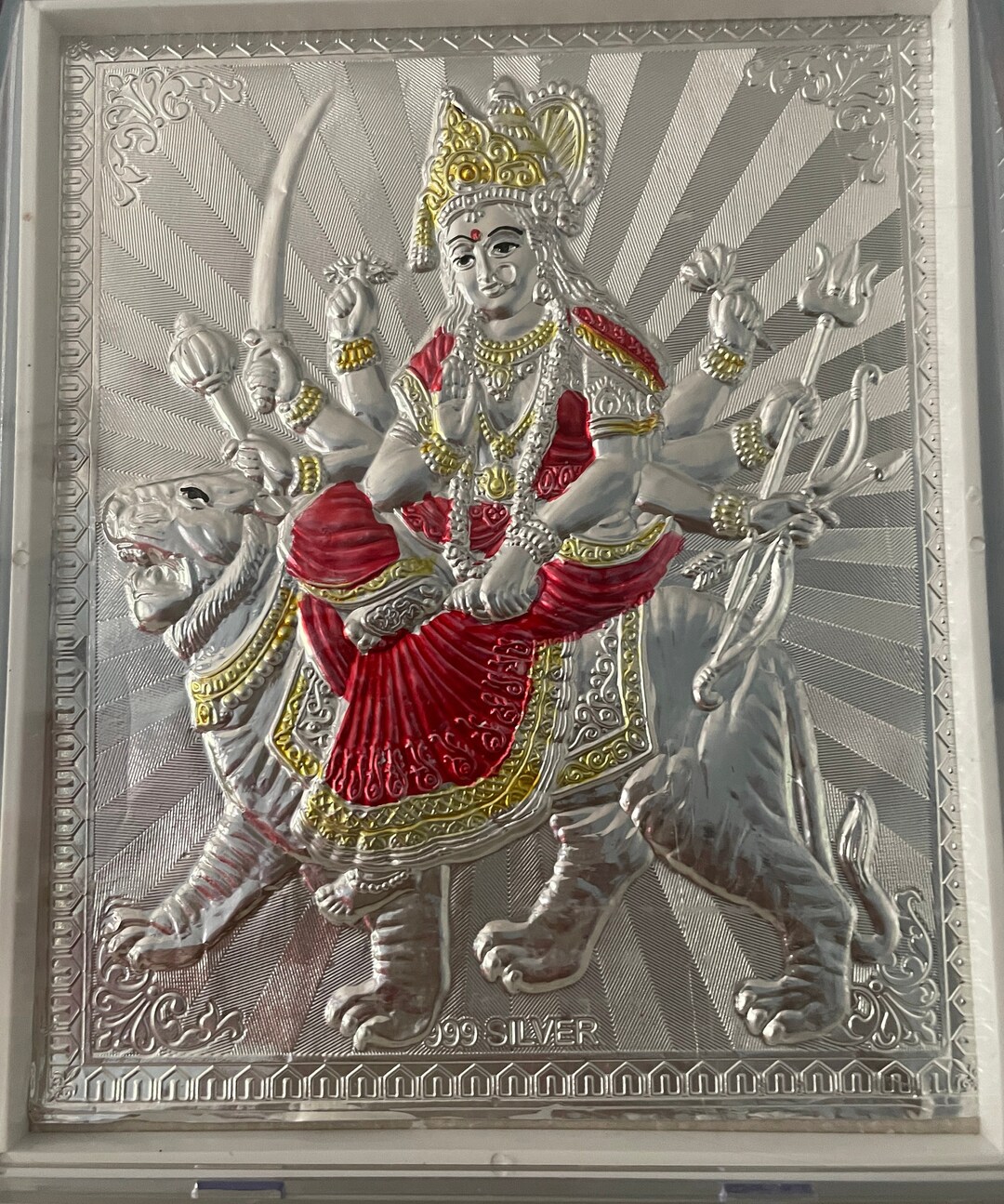 Beautiful GODDESS DURGA PHOTO Frame -999 Silver - Medium/large Size (8 ...