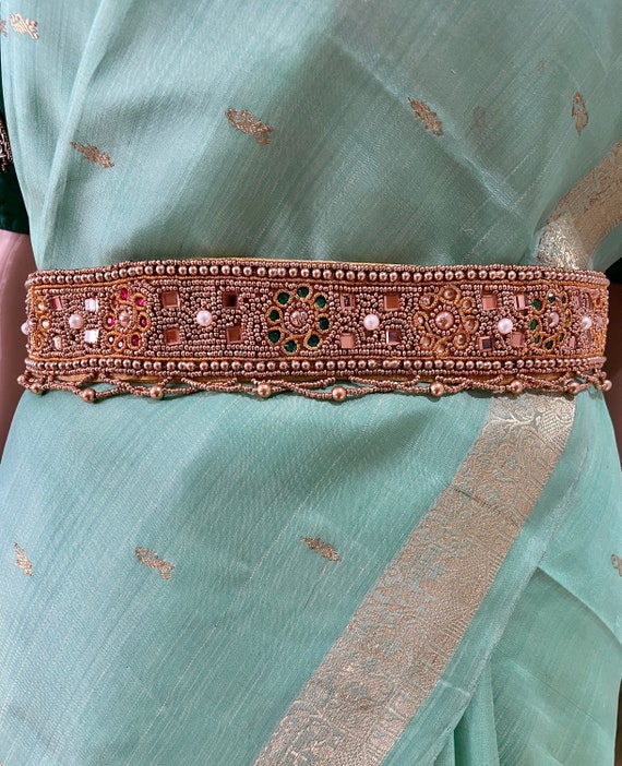 Adults Size waist Belt SAREE Belt Return Gift-waist Belt/ Hip Belts/maggam  Work Belt/embroidered Hip Belt/indian Ethnic-gold 
