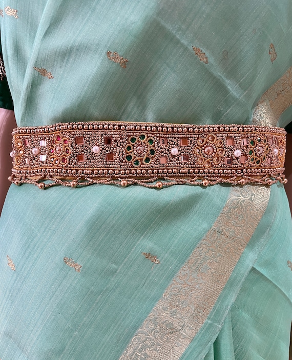 Indian Traditional Embroidery Cloth Adjustable Waist Belt Color White For  Women