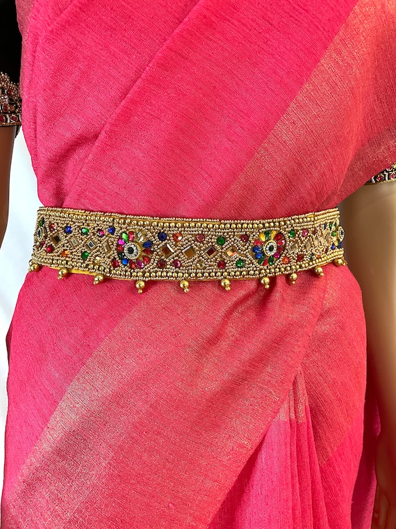 SAREE BELT Adults/waist Belt/ Hip Belts/maggam Work Belt/embroidered Hip  Belt/ Kamarbandh/weddings/ Indian Ethnic gold/red/green -  Singapore