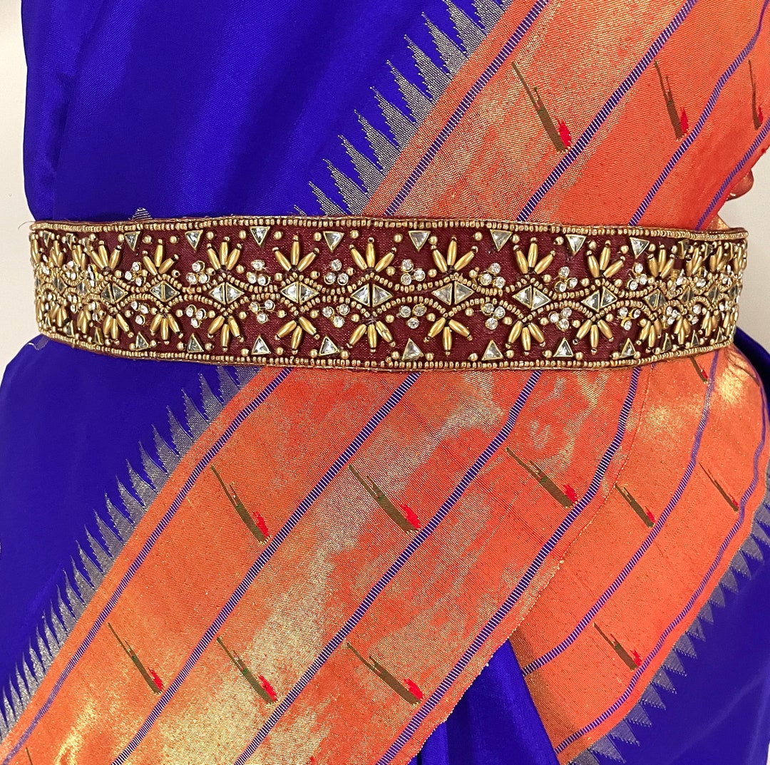 SAREE Belt-adults/waist Belt/ Hip Belts/maggam Work Belt/embroidered Hip  Belt/ Kamarbandh/ Festival/vaddannam/red, Pink,green & Gold 