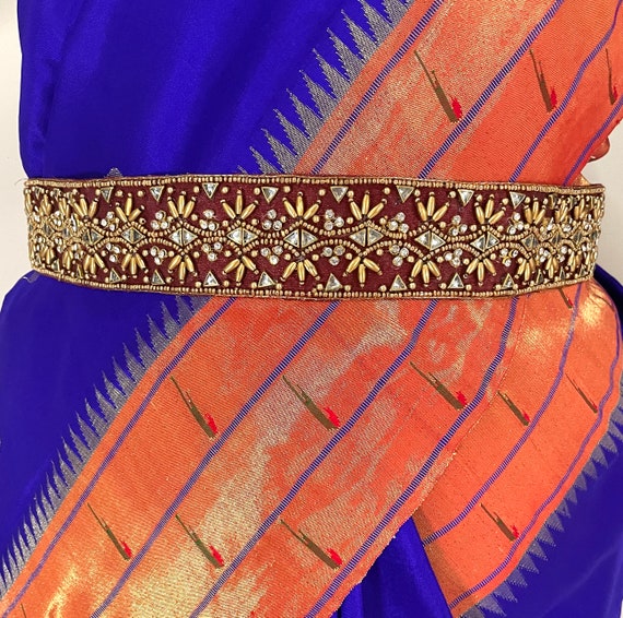 SAREE Belt-adults/waist Belt/ Hip Belts/maggam Work Belt/embroidered Hip  Belt/ Kamarbandh/ Festival/vaddannam/red, Pink,green & Gold -  Canada