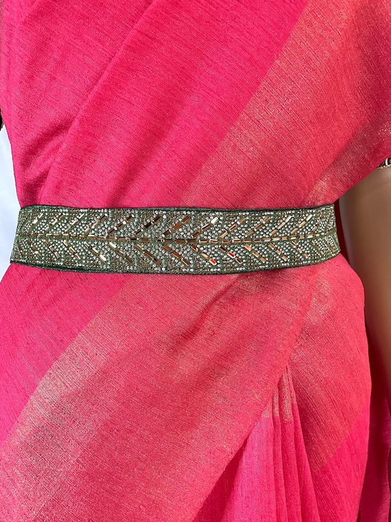 SAREE Belt-return Gift-adults/waist Belt/ Hip Belts/maggam Work Belt/embroidered  Belt/ Kamarbandh/ /indian Ethnic green, Orange and Red 