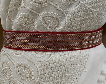 SAREE Belt-Return Gift-Adults |Waist Belt | Hip Belts |Maggam Work belt| Kamarbandh | Indian Ethnic Wear-Red, Light Blue and Green