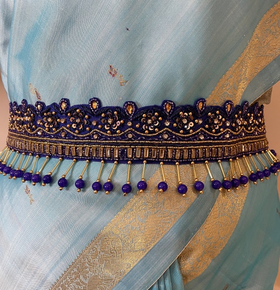 SAREE Belt-adult-waist Belt/ Hip Belts/maggam Work Belt/kamarbandh/beaded  Belt/bride Belt/ Weddings/indian Ethnic red,pink,blue and Green -   Israel