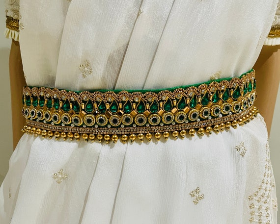 SAREE BELT Lehenga Belt Return Gift-adults/waist hip Belt/maggam  Work/indian-pink,gold and Green Read Desc for Waist Size -  Denmark