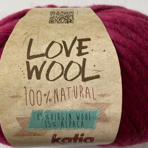 Love Wool by Katia. 3 ball pack Colour 116 Fuchsia.