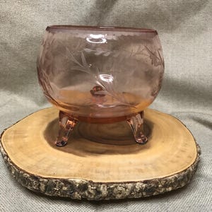 Pink Depression Glass Crystal Etched Centerpiece