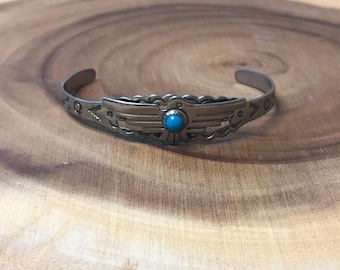 VTG Embossed Copper Bangle Bracelet Navajo Thunderbird Arrowhead