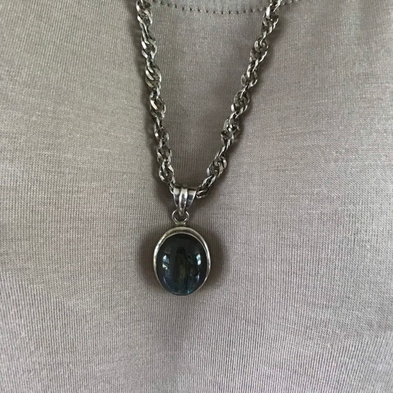 Italian Sterling Silver necklace with labradorite… - image 2