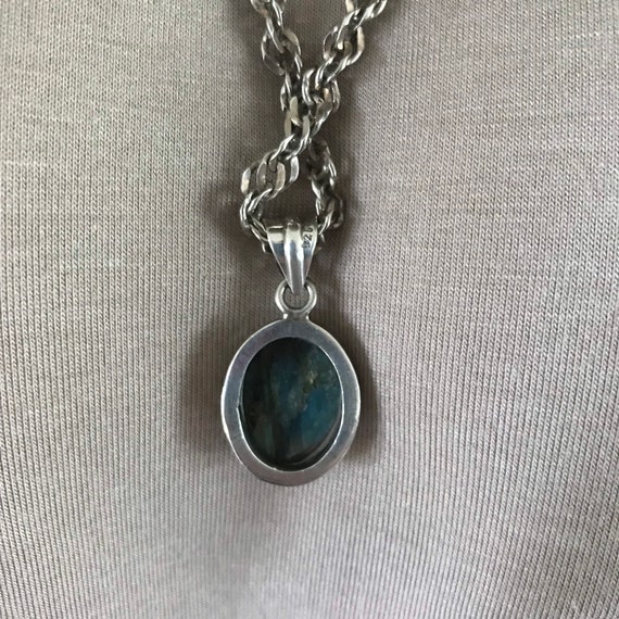 Italian Sterling Silver necklace with labradorite… - image 6