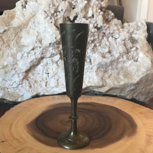 Vintage brass etched goblet from India #A155